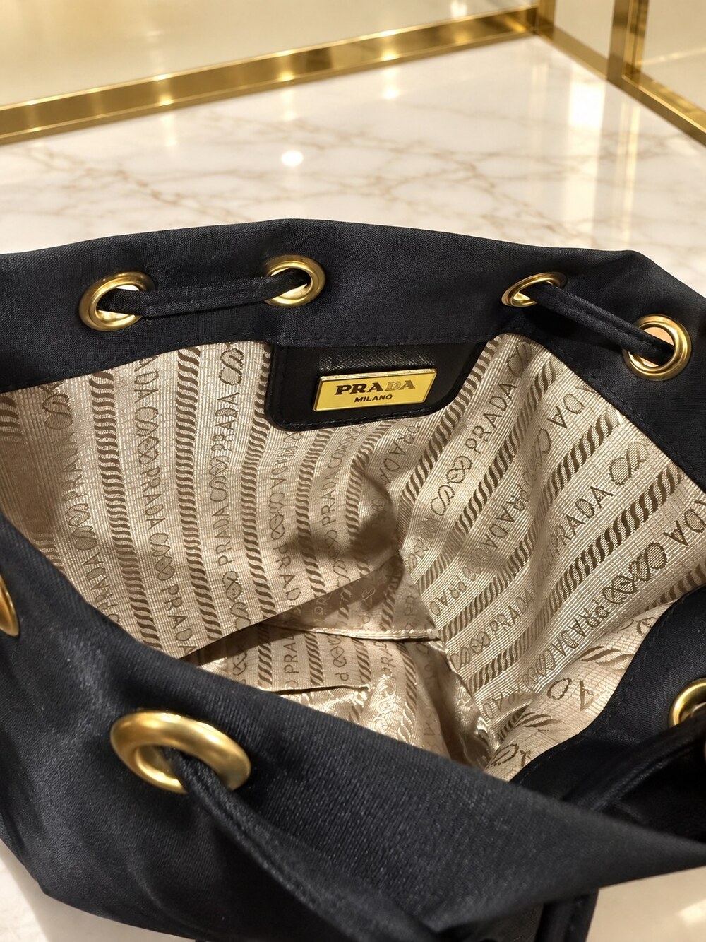 Prada Black Drawstring Makeup Bag | Makeup Organizer - Picture 5 of 6